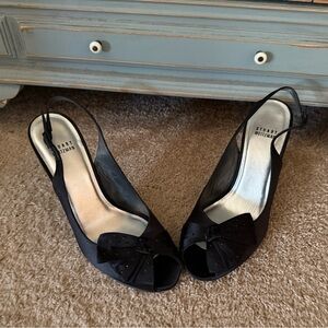 Authentic Stuart Weitzman Black Peep-Toe Heels 10M $575.00